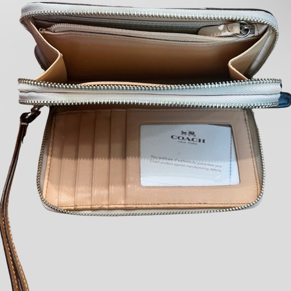 COACH BLEECKER COLORBLOCK LEATHER DOUBLE ZIP PHONE WALLET - Picture 11 of 16